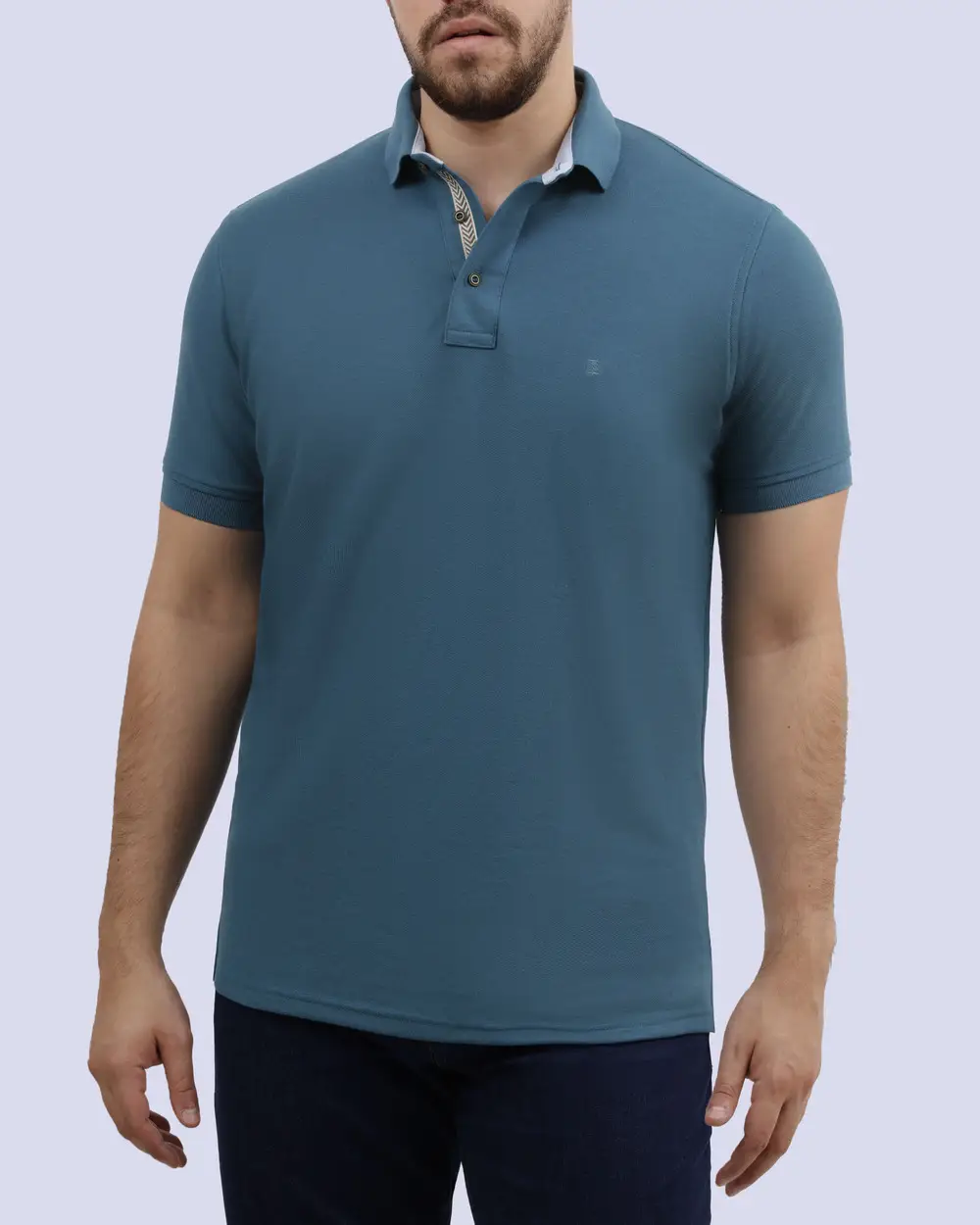 Camisa sport lisa slim fit manga corta cooling tech azul