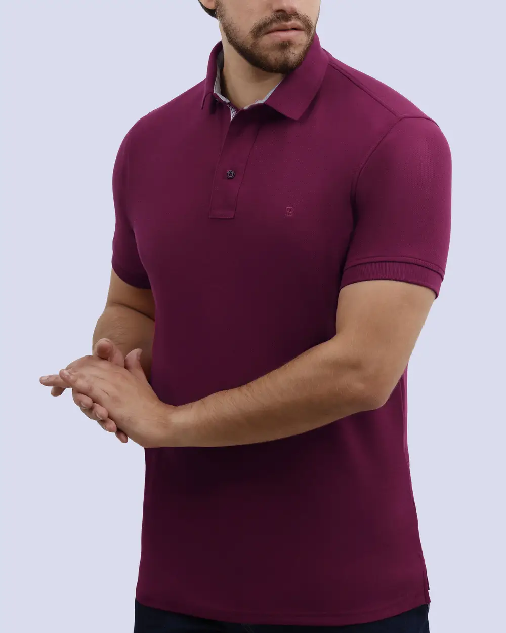 Camisa sport lisa slim fit manga corta cooling tech vino