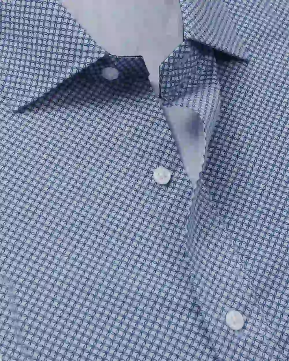 Camisa de vestir estampada azul manga larga slim fit