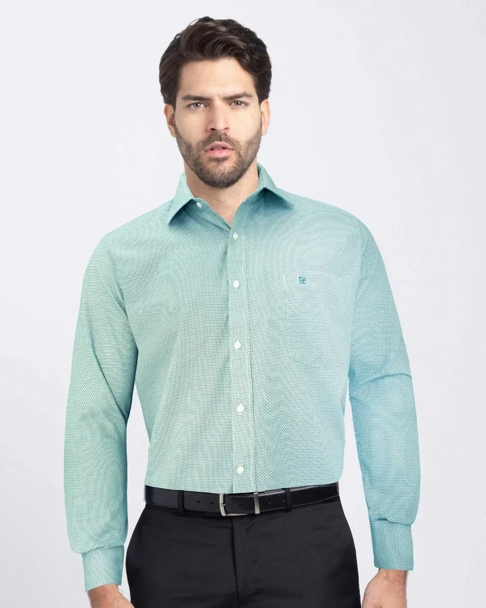 Camisa de vestir textura manga larga slim fit verte