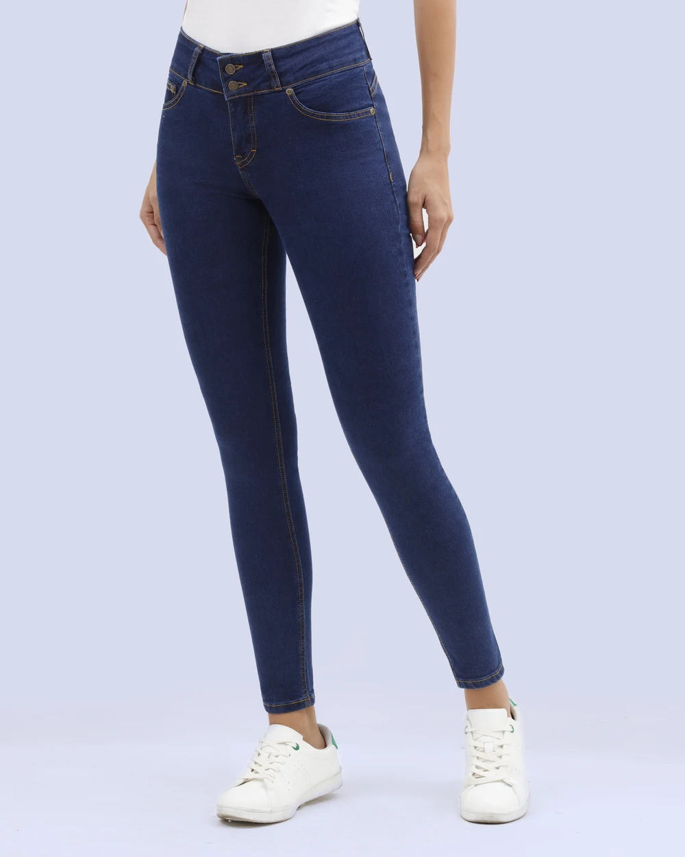 Jeans 100 skinny sin bolsas azul