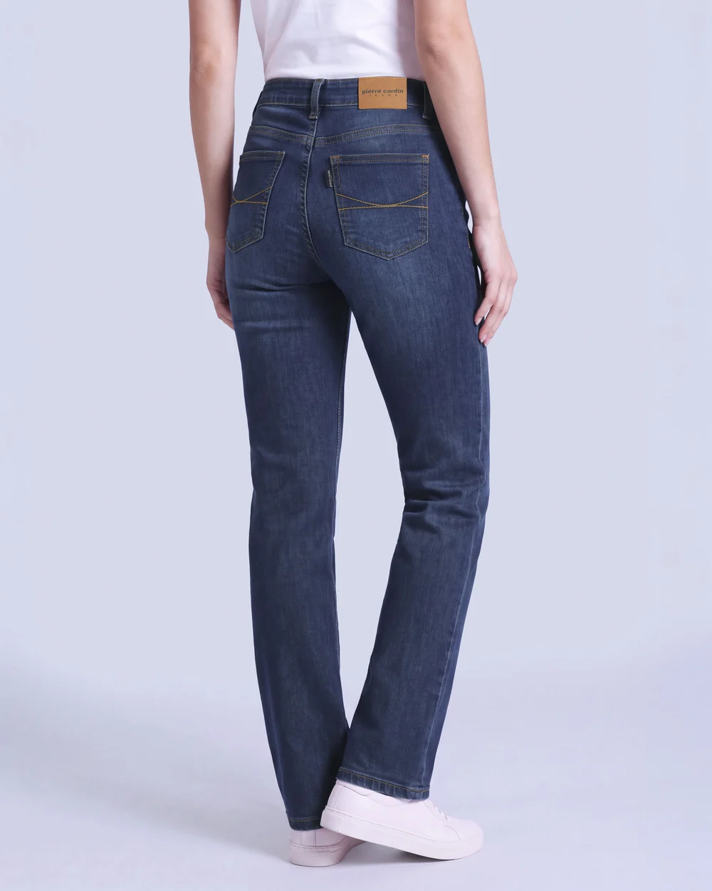 Jeans tiro alto con un botón estilo recto 421 azul