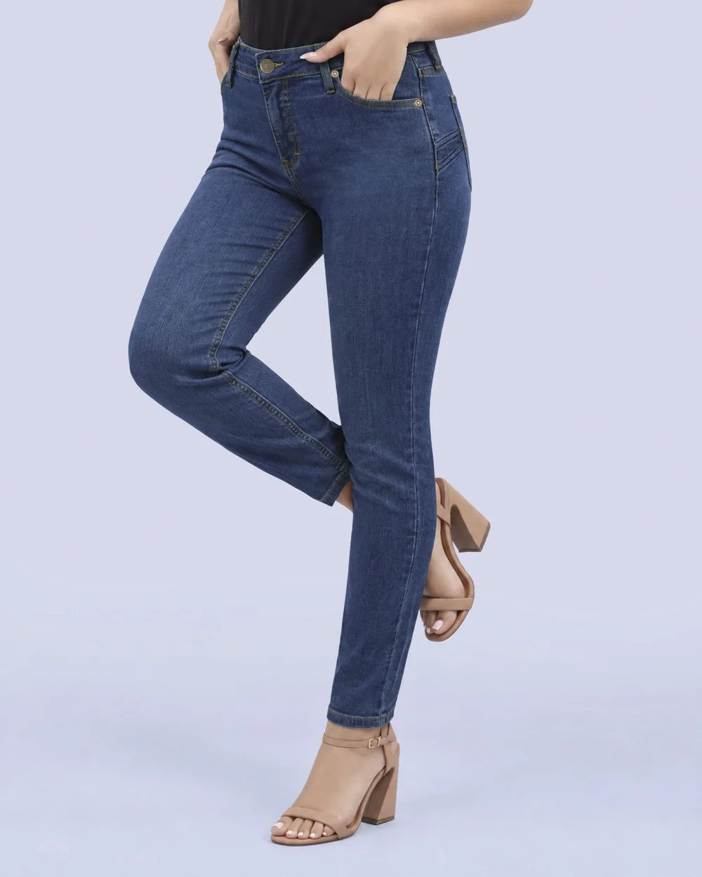 Jeans levanta pompa skinny tiro alto 451 azul