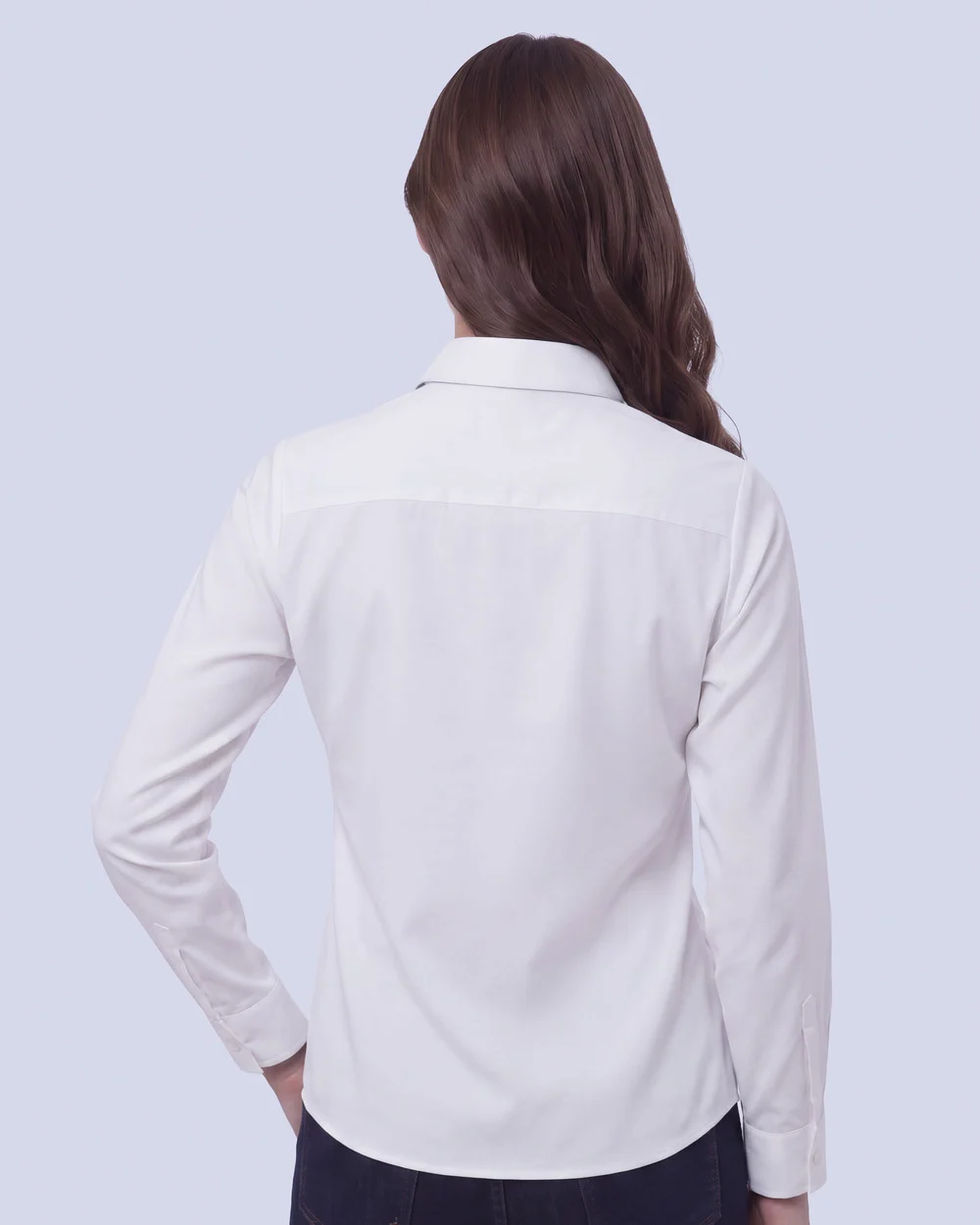 Blusa de vestir slim fit blanca piqué premium bambú stretch