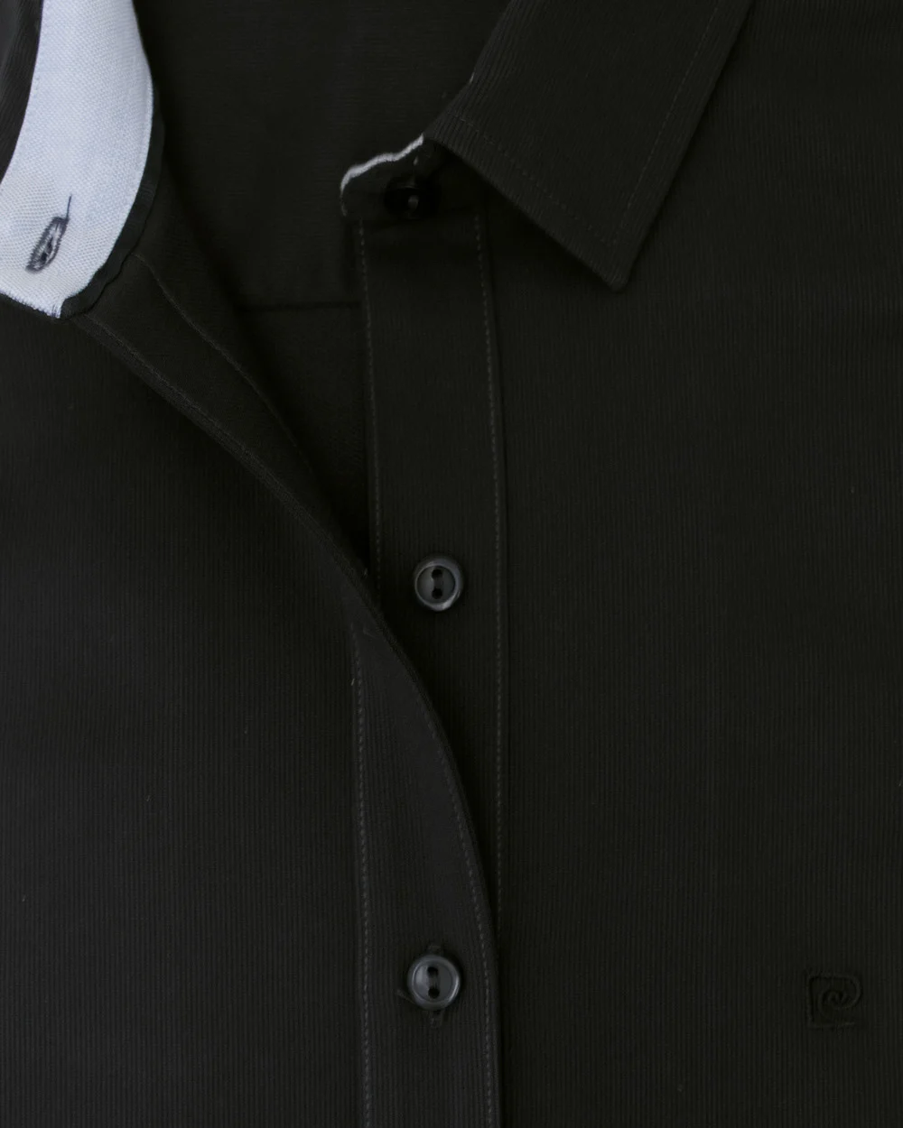 Blusa de vestir slim fit negra piqué premium bambú stretch