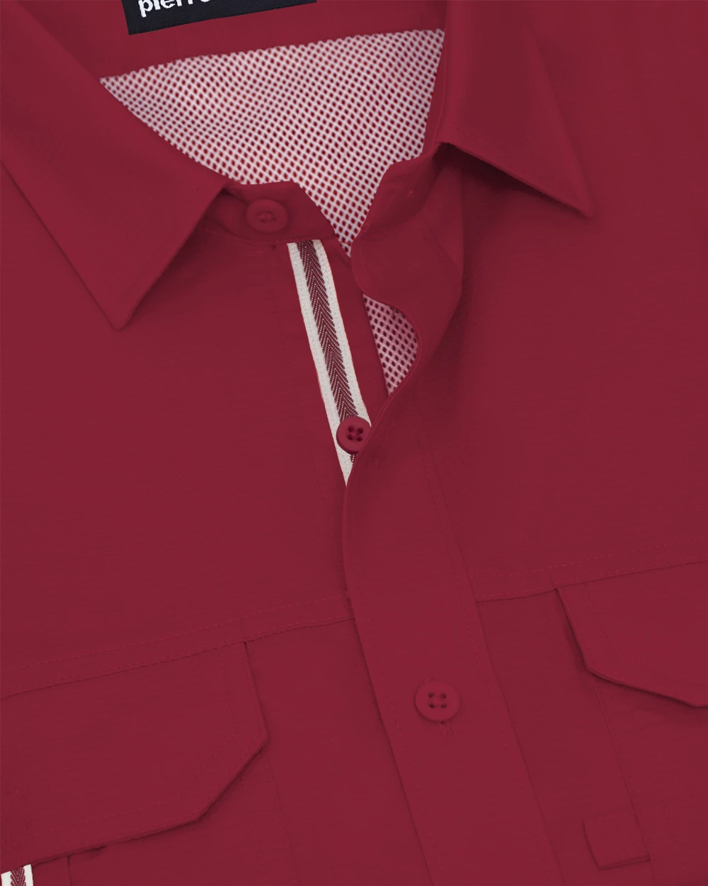 Camisa casual performance rojo cereza manga corta slim fit