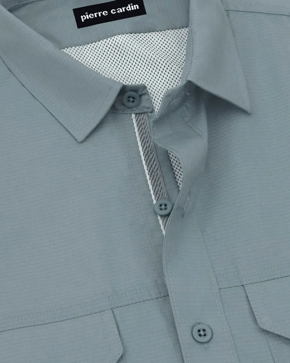 Camisa casual performance gris manga corta slim fit