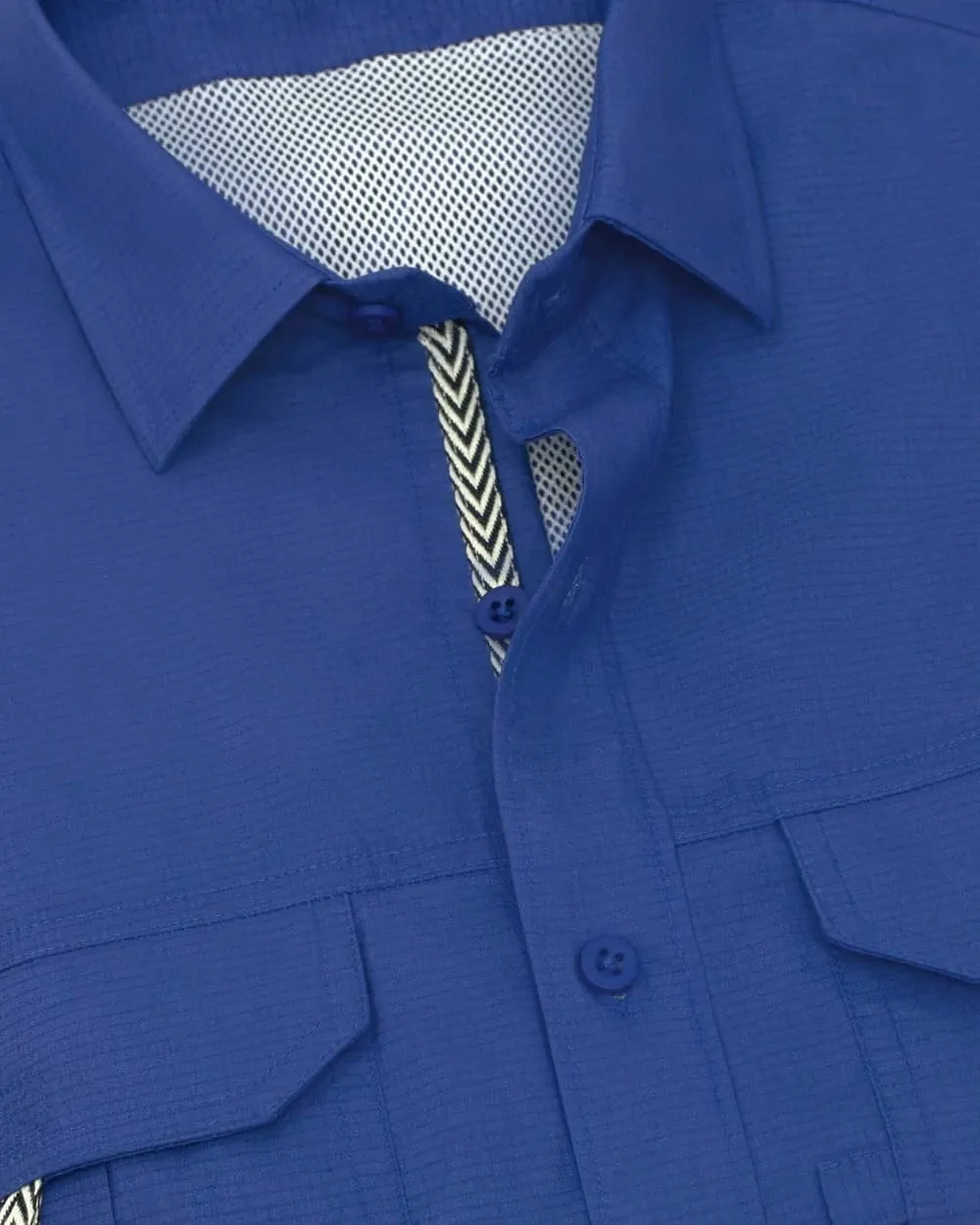 Camisa casual performance azul manga corta slim fit