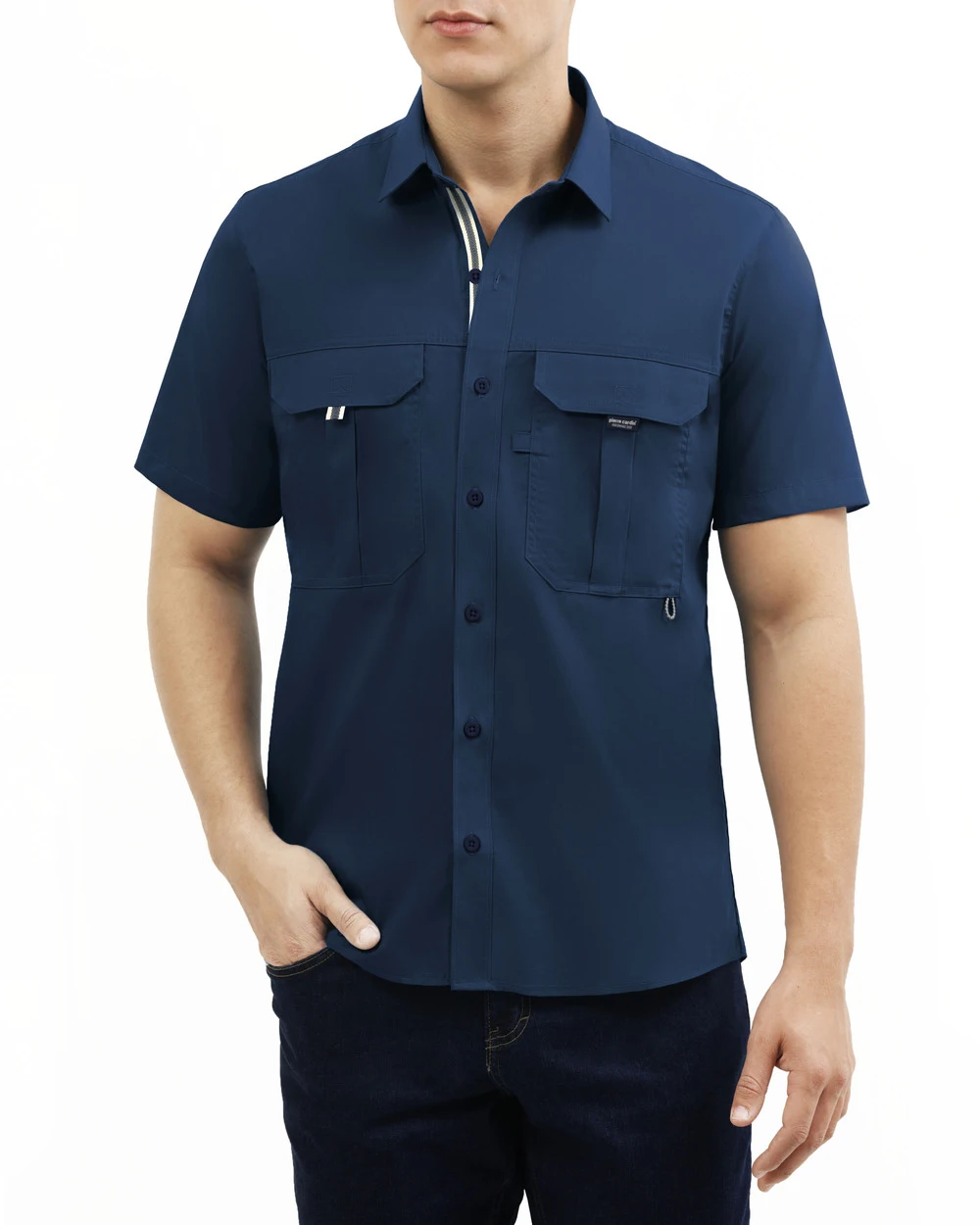 Camisa casual performance manga corta azul