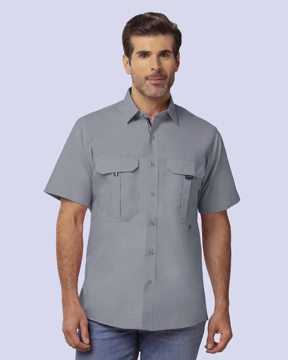 Camisa casual performance manga corta gris