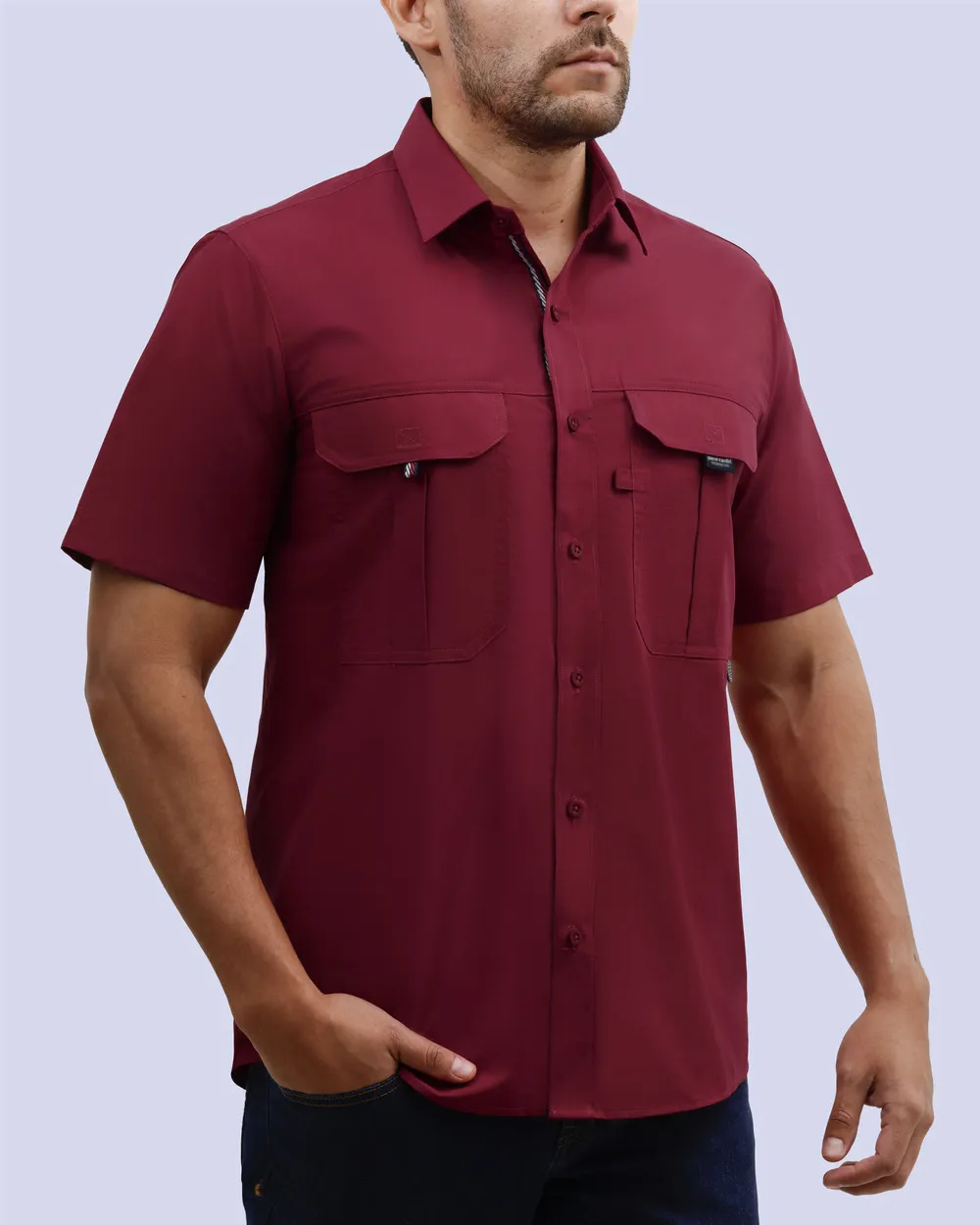 Camisa casual performance manga corta vino