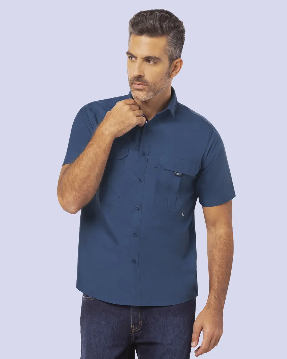 Camisa casual performance manga corta aqua