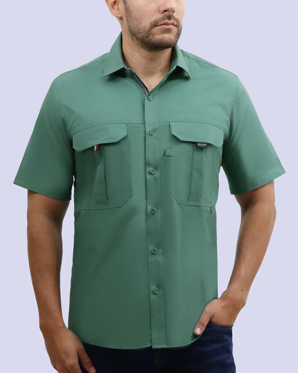 Camisa casual performance manga corta verde