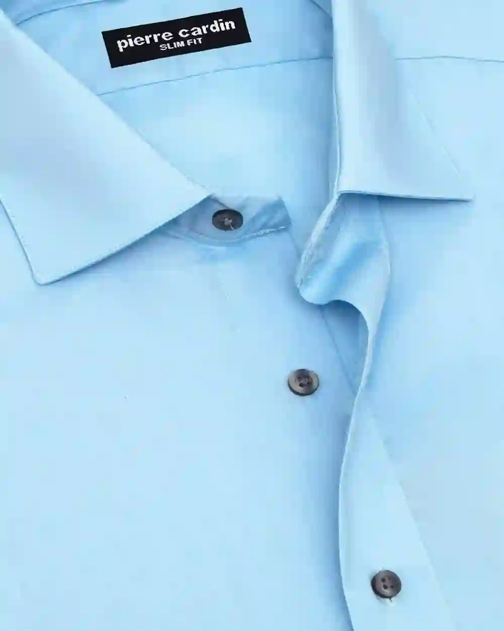 Camisa de vestir lisa slim stretch manga larga color celeste