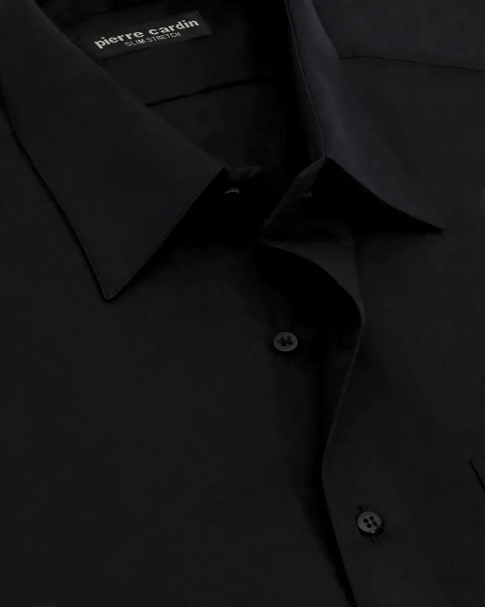 Camisa lisa de vestir manga larga   comfort stretch negra
