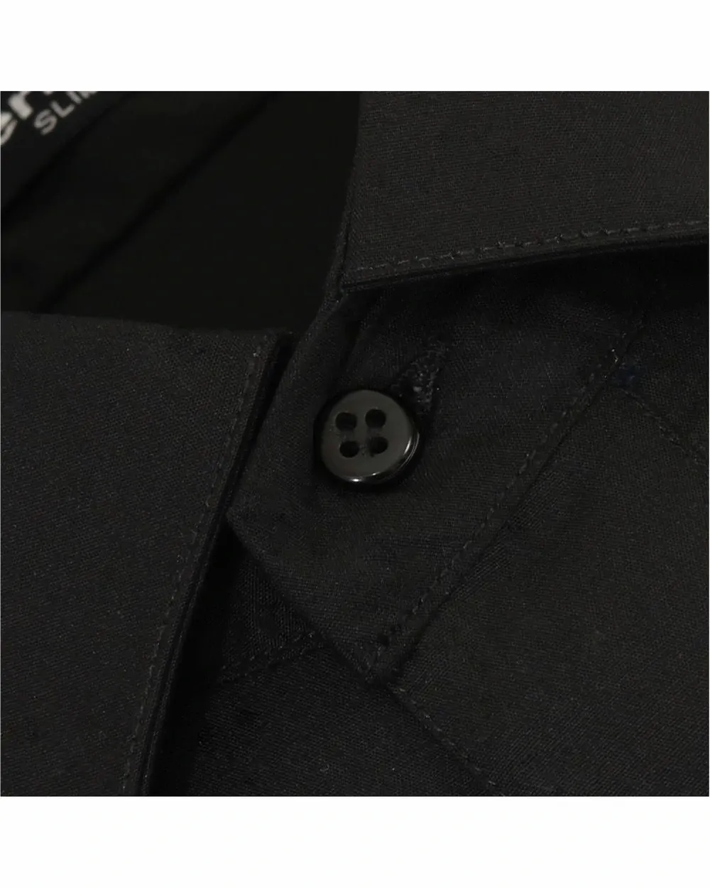 Camisa de vestir stretch negra manga larga slim fit