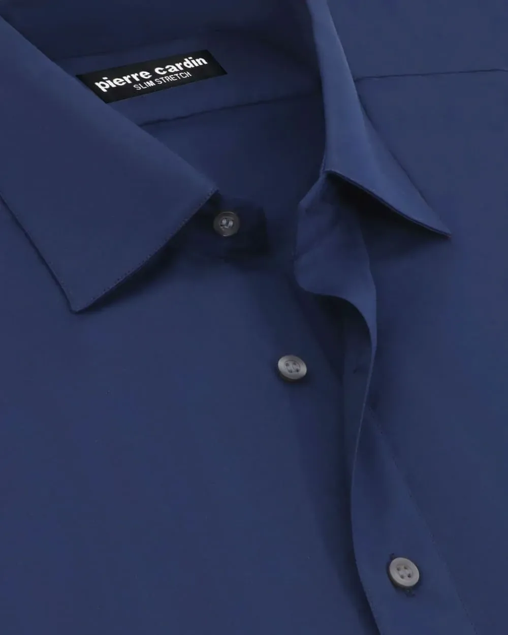 Camisa de vestir lisa slim stretch manga larga color azul
