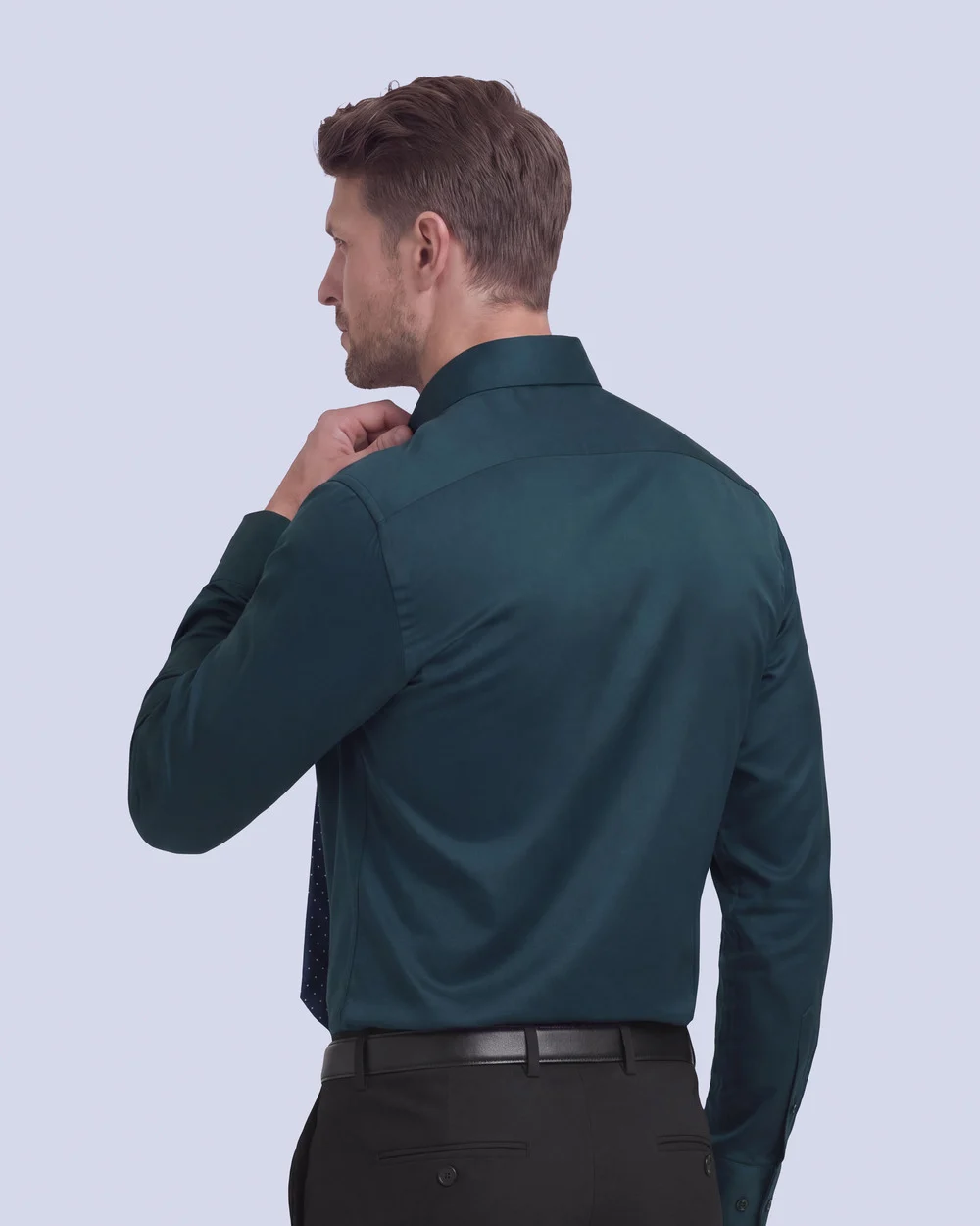 Camisa de vestir slim fit turquesa total comfort premium bambú stretch