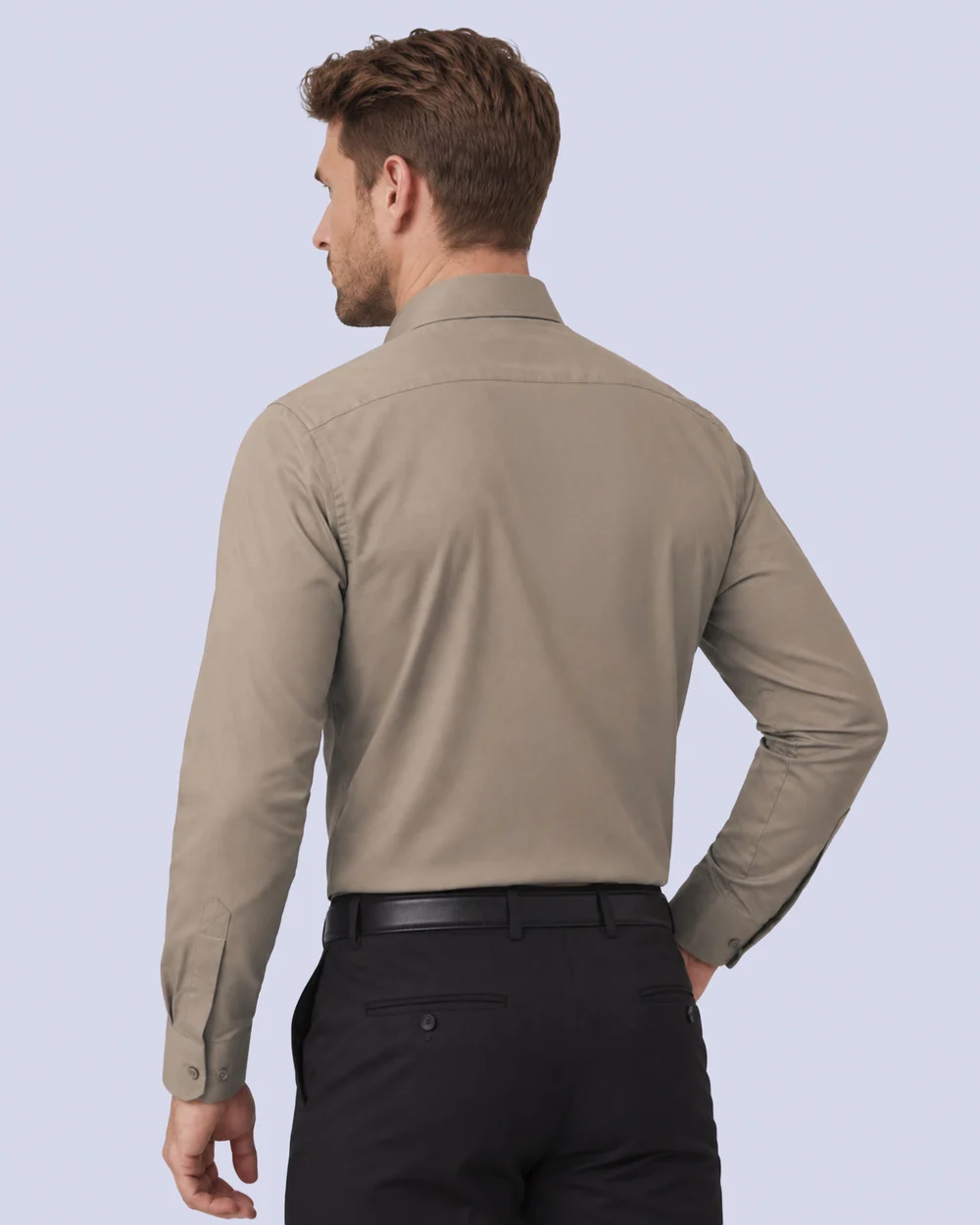 Camisa de vestir slim fit café total comfort premium bambú stretch