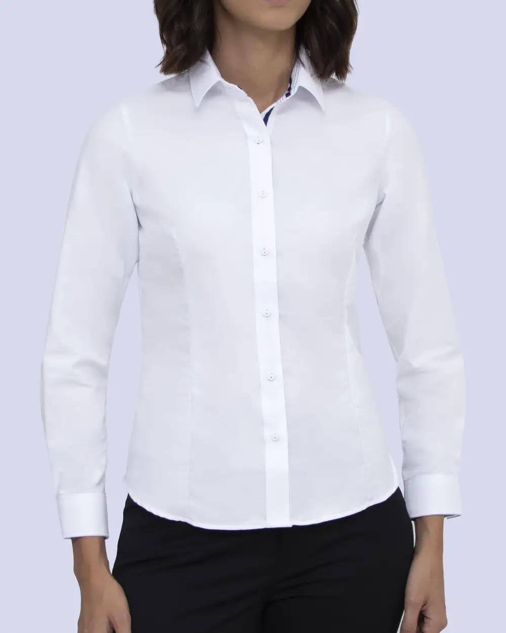 Blusa de vestir slim fit manga larga oxford blanca
