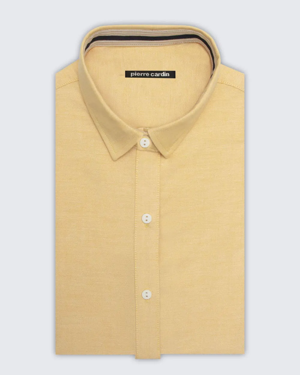 Blusa de vestir slim fit manga larga oxford amarilla