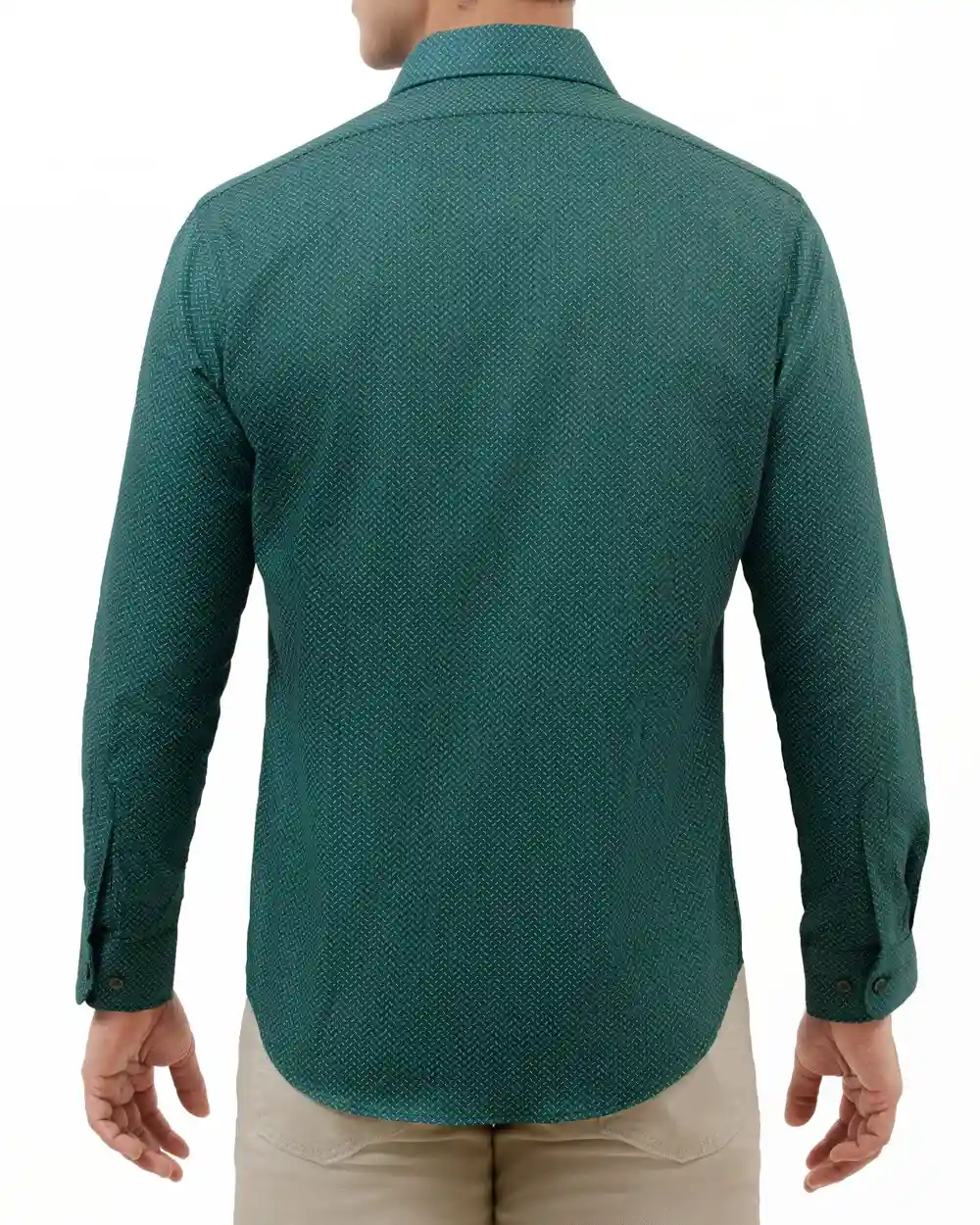 Camisa estampada de vestir slim fit manga larga   pique color verde
