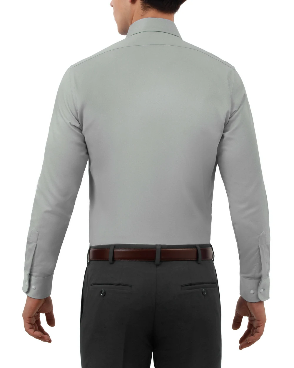 Camisa de vestir piqué gris manga larga