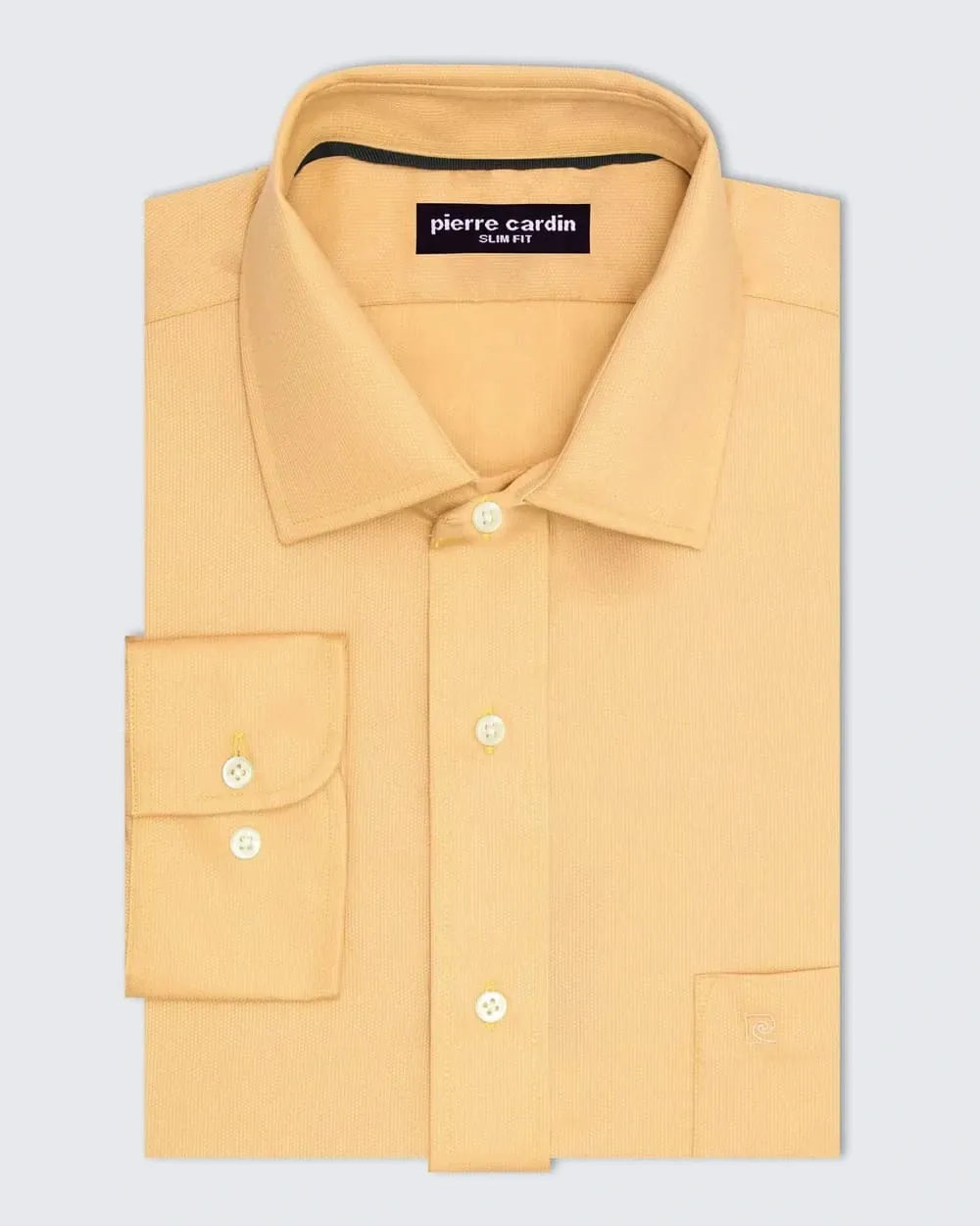 Camisa de vestir piqué amarilla manga larga