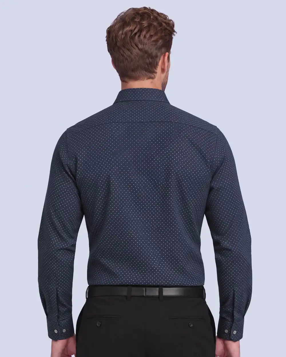 Camisa de vestir slim fit satín print azul