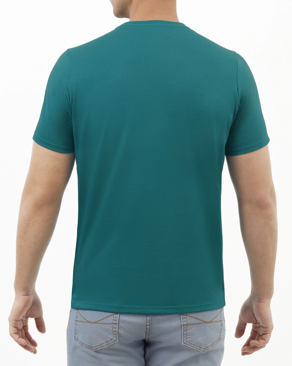 Camiseta cuello redondo lisa manga corta verde con bolsa