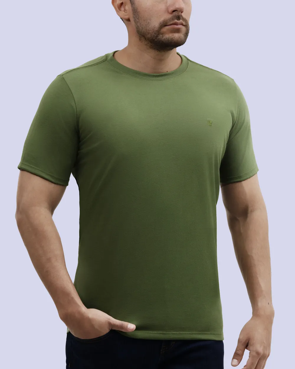 Camiseta cuello redondo lisa manga corta verde