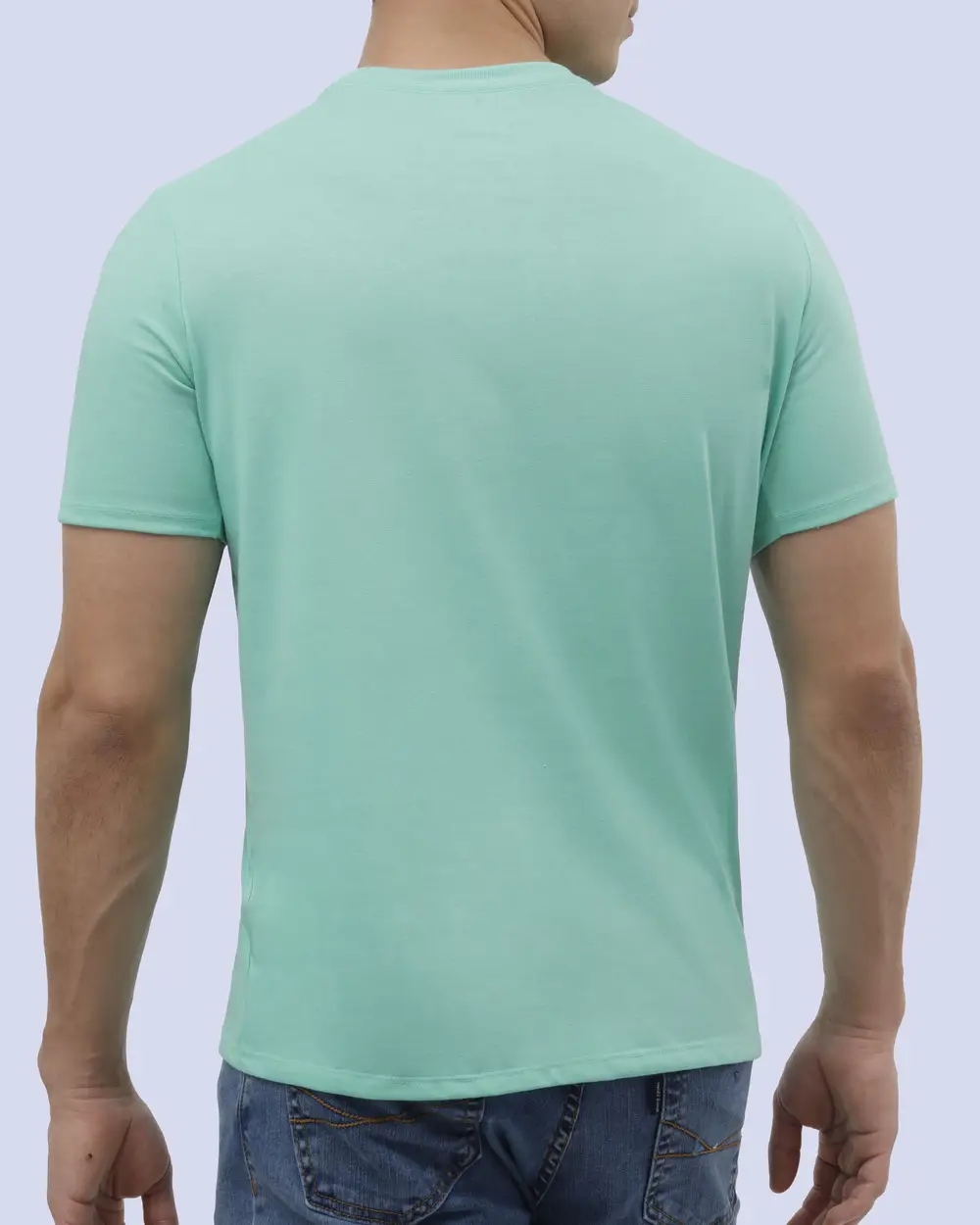 Camiseta cuello redondo lisa manga corta aqua