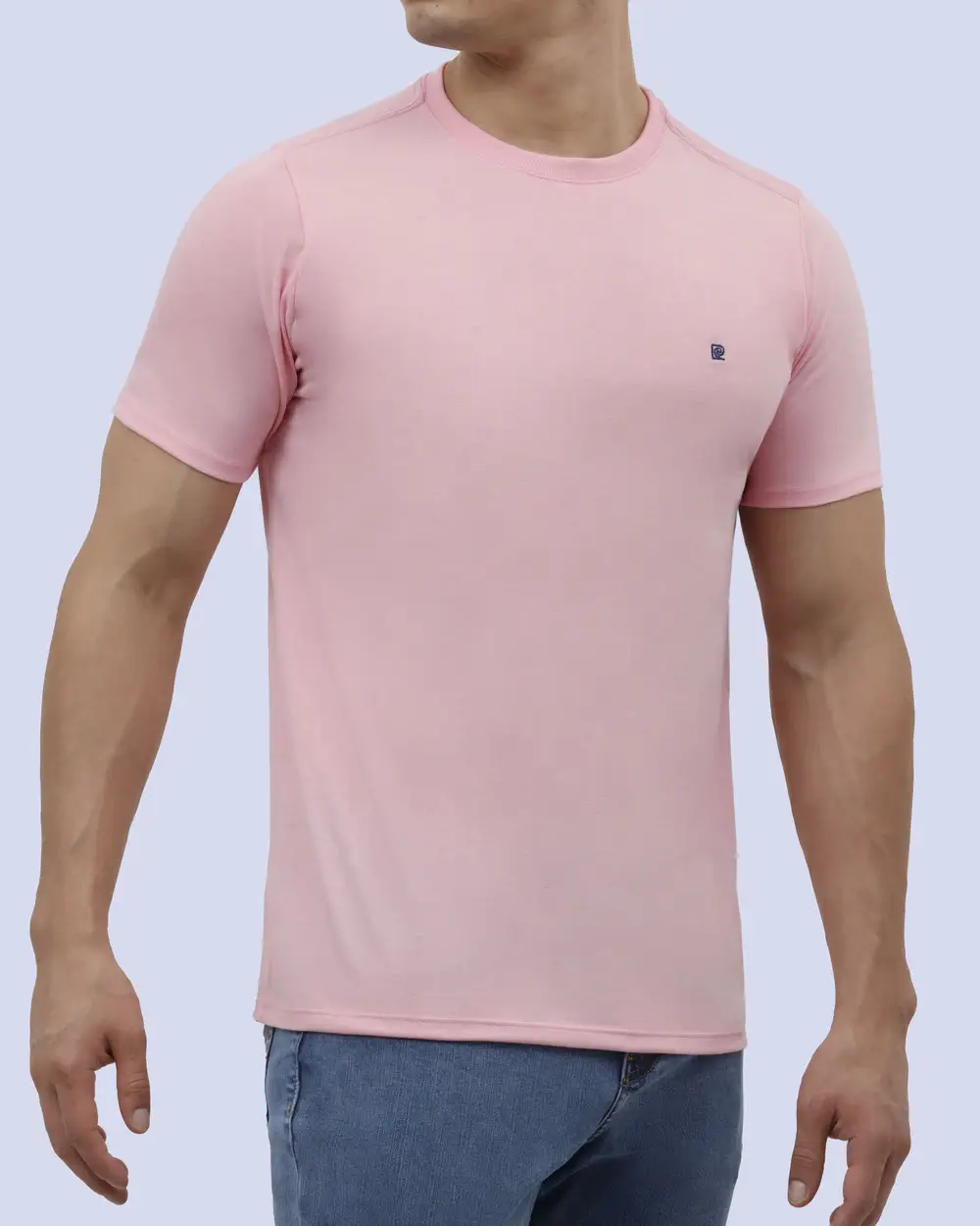 Camiseta cuello redondo lisa manga corta rosada