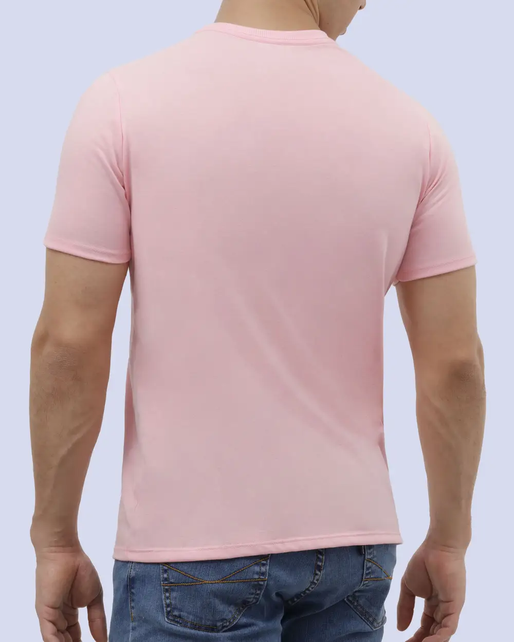 Camiseta cuello redondo lisa manga corta rosada