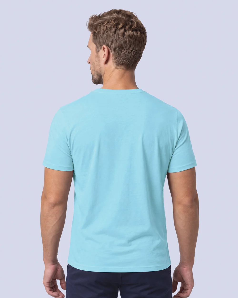 Camiseta cuello redondo lisa manga corta celeste