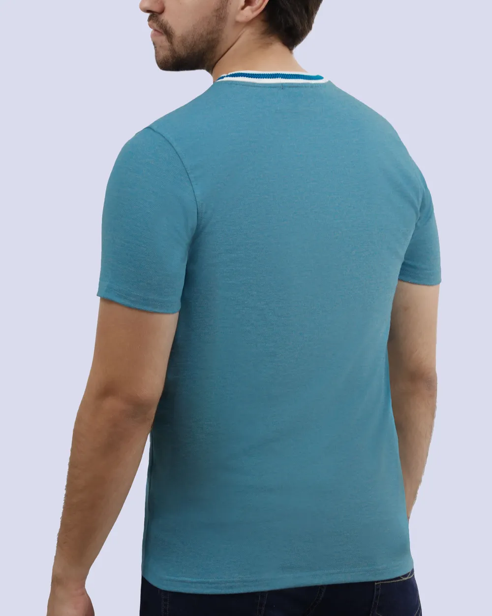 Camiseta cuello redondo diseño slim fit manga corta azul