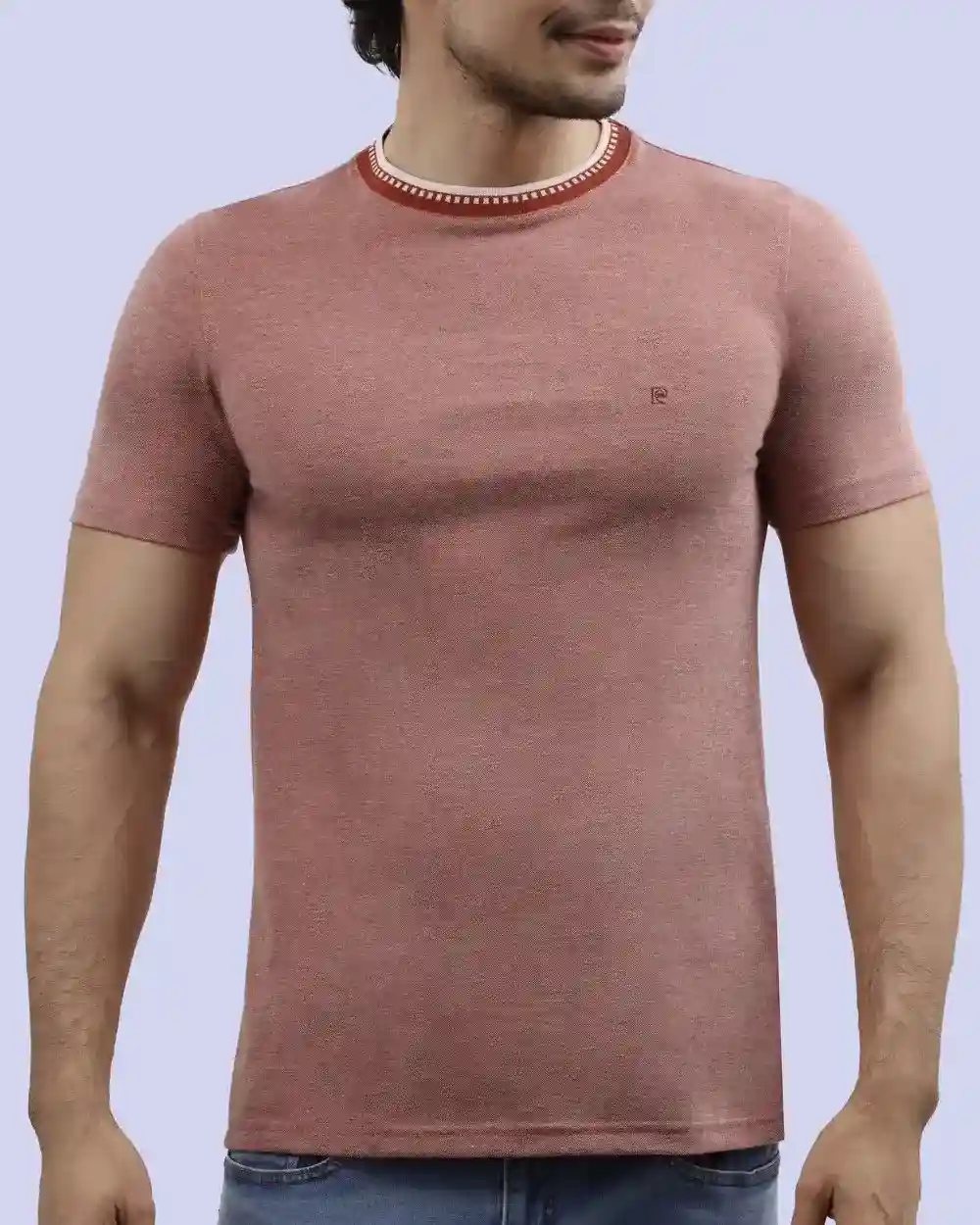 Camiseta cuello redondo slim fit manga corta roja