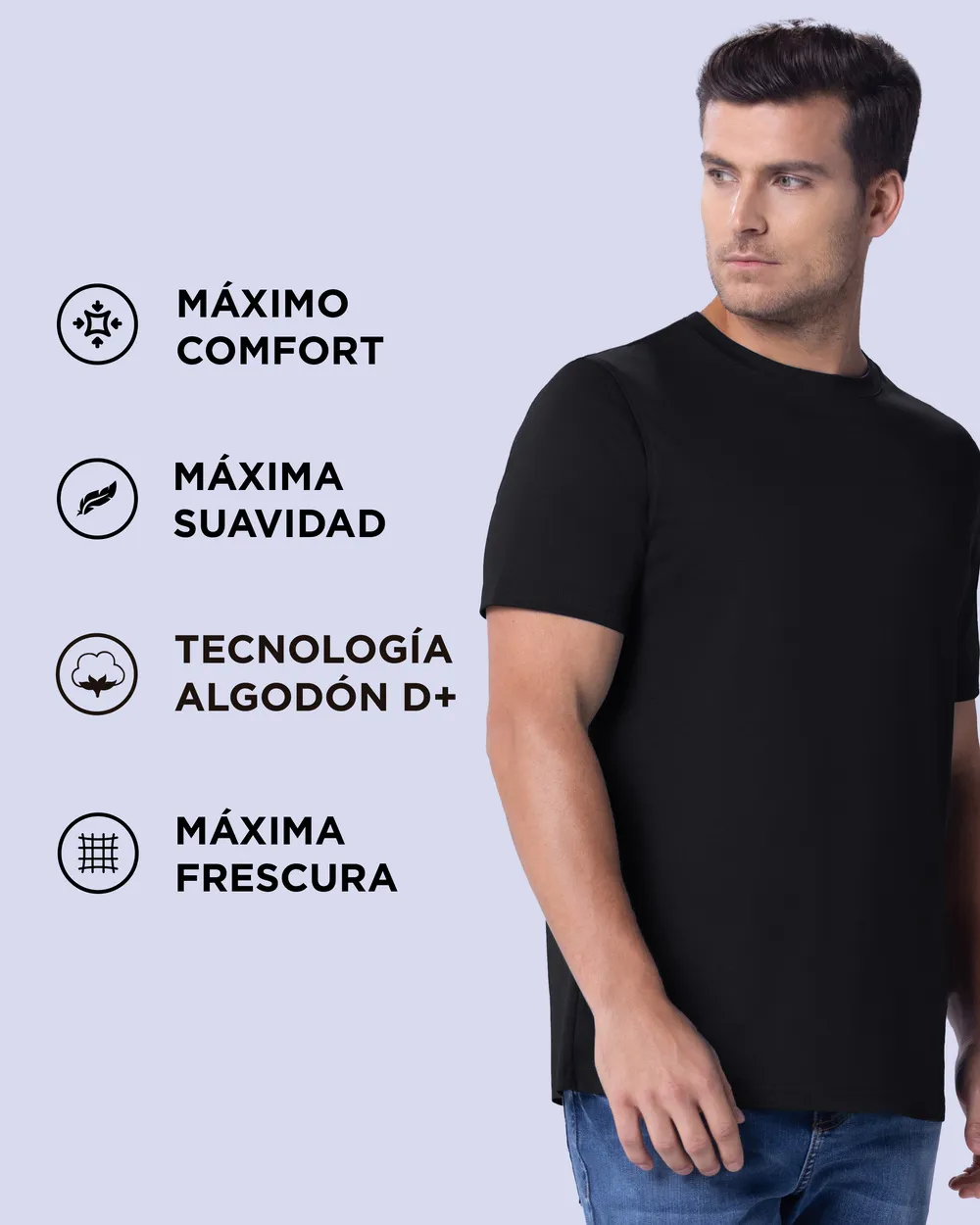 Camiseta premium cotton d+ negro básico