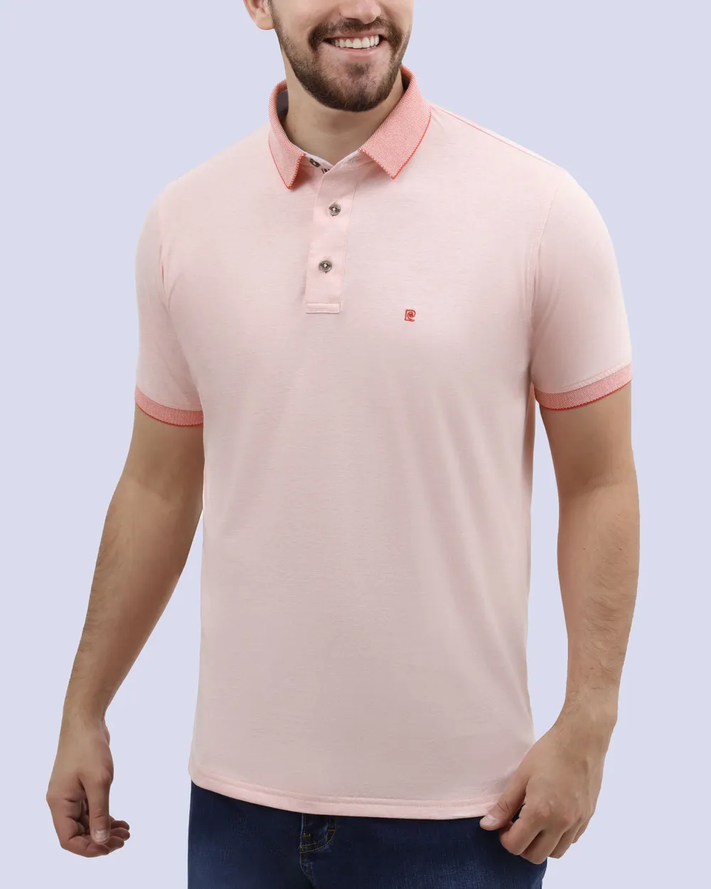 Camisa sport diseño slim fit manga corta rosada