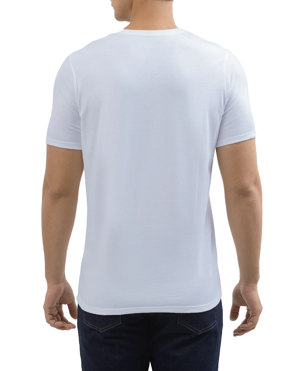 Camiseta cuello v lisa manga corta blanca