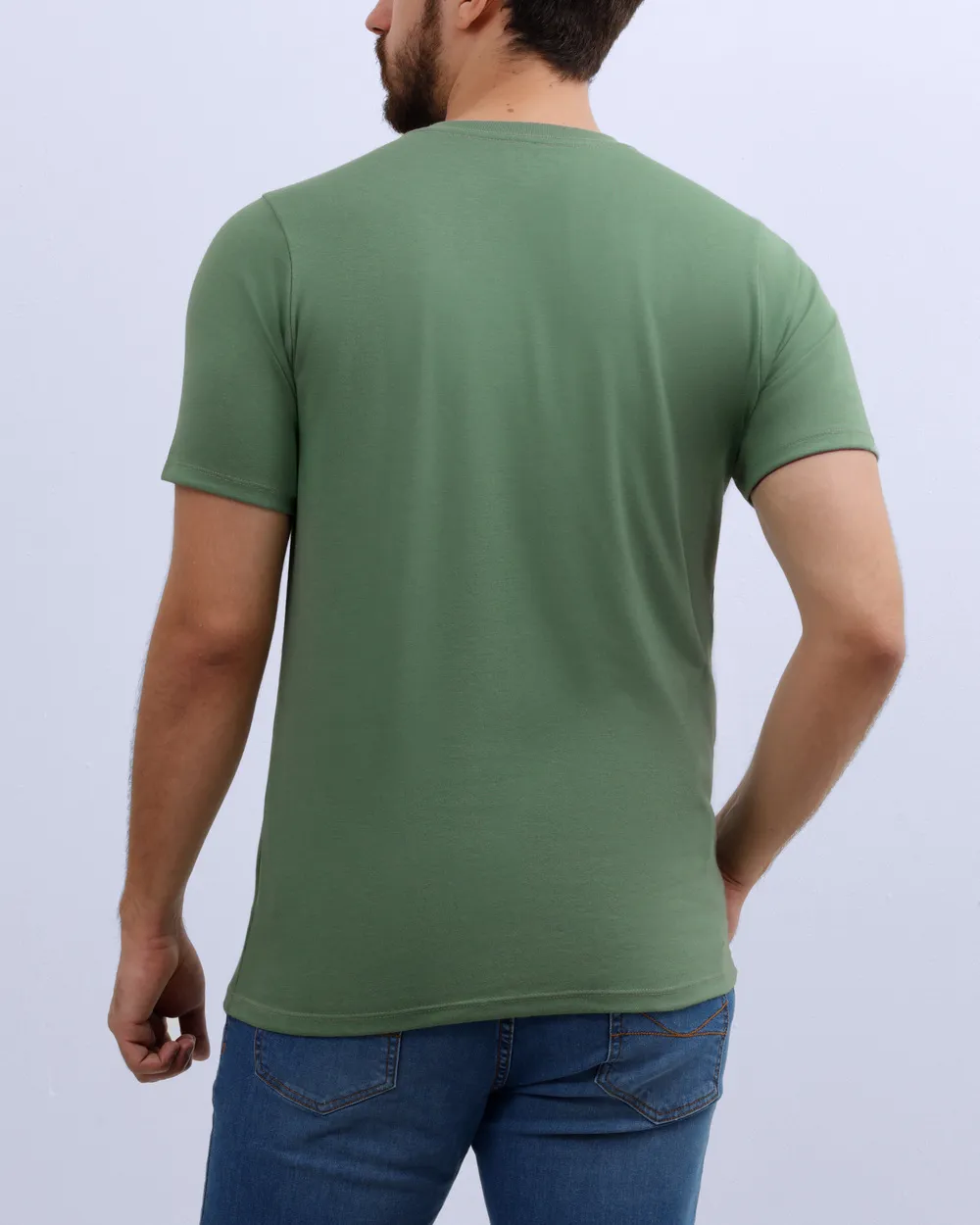 Camiseta cuello v lisa manga corta color verde