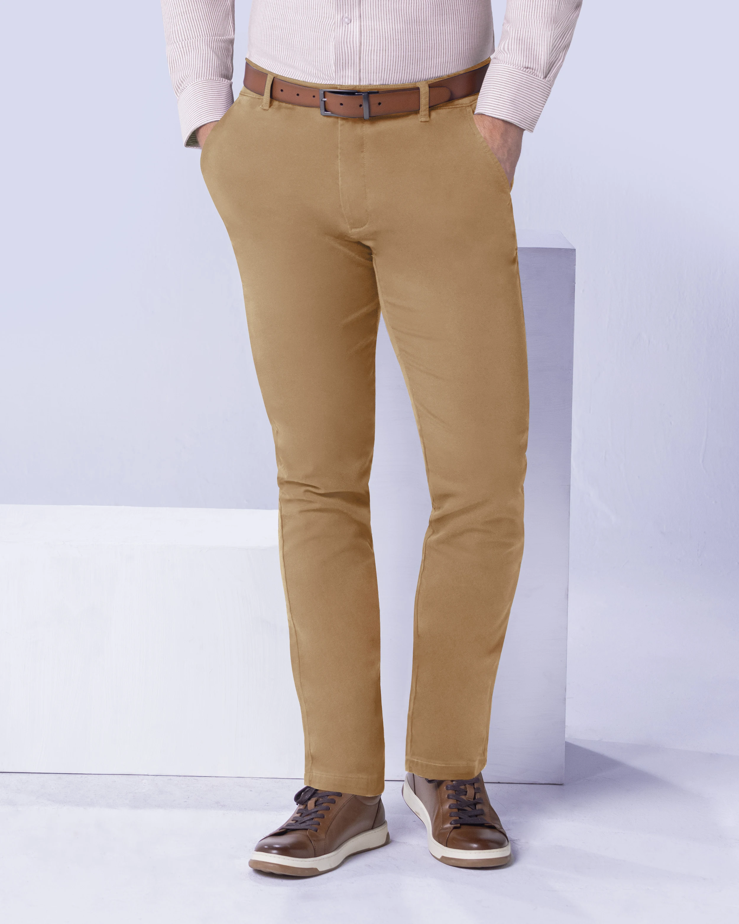 Pantalón casual slim fit beige active flex manhattan
