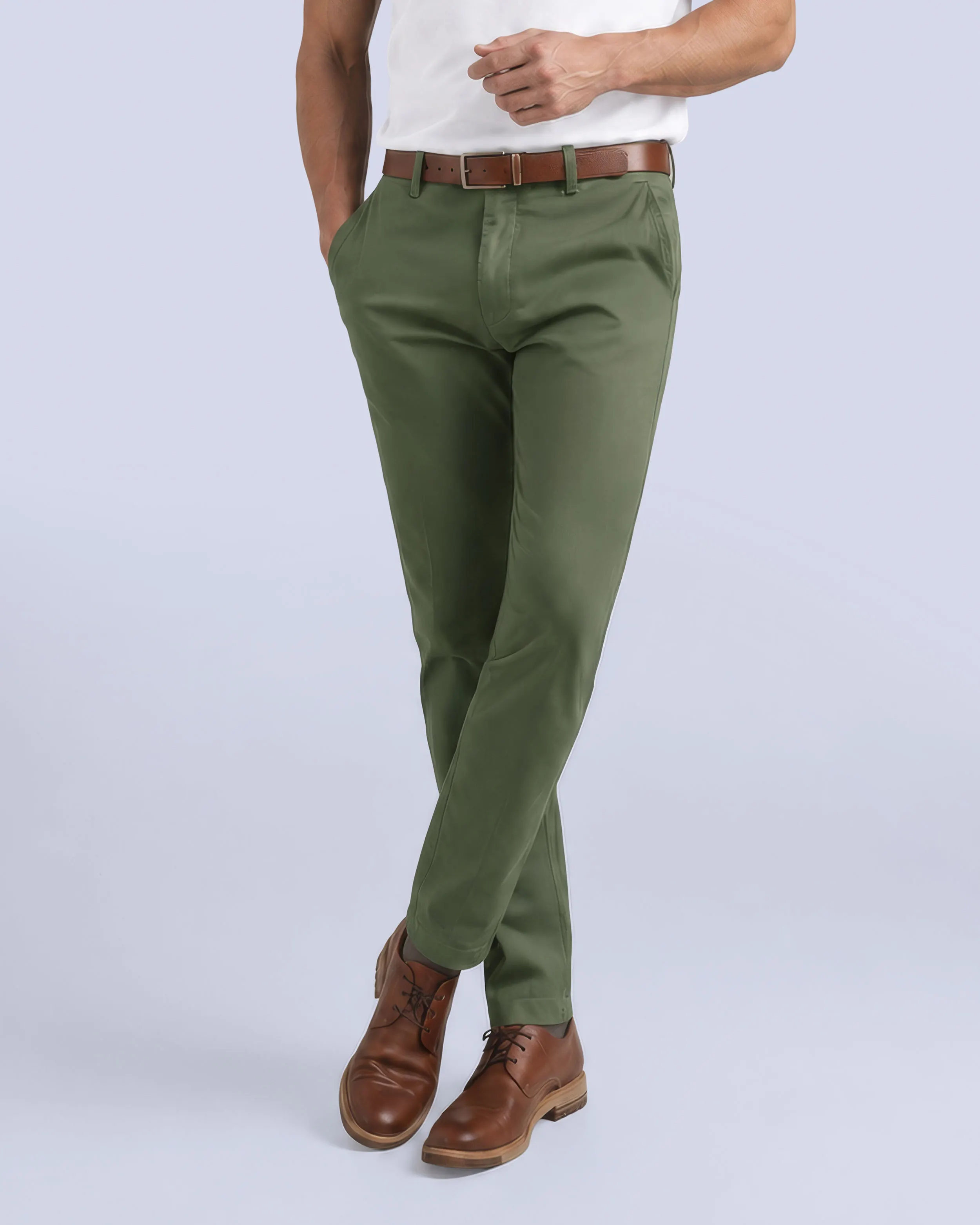 Pantalón casual slim fit verde anywhere chino manhattan