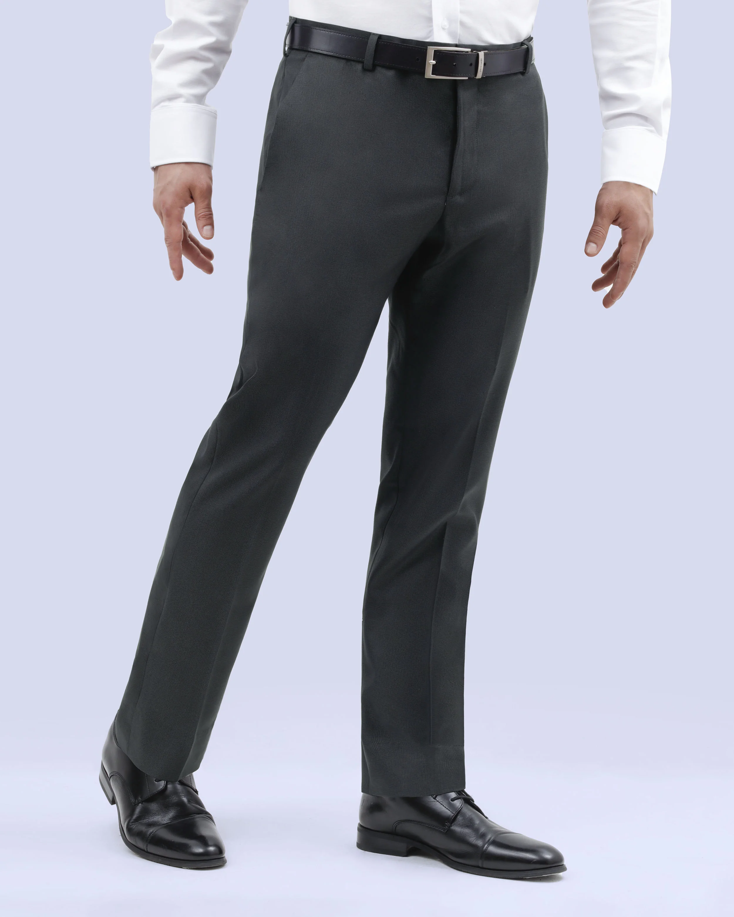 Pantalón de vestir slim fit gris texturizado con bolsillo oculto manhattan