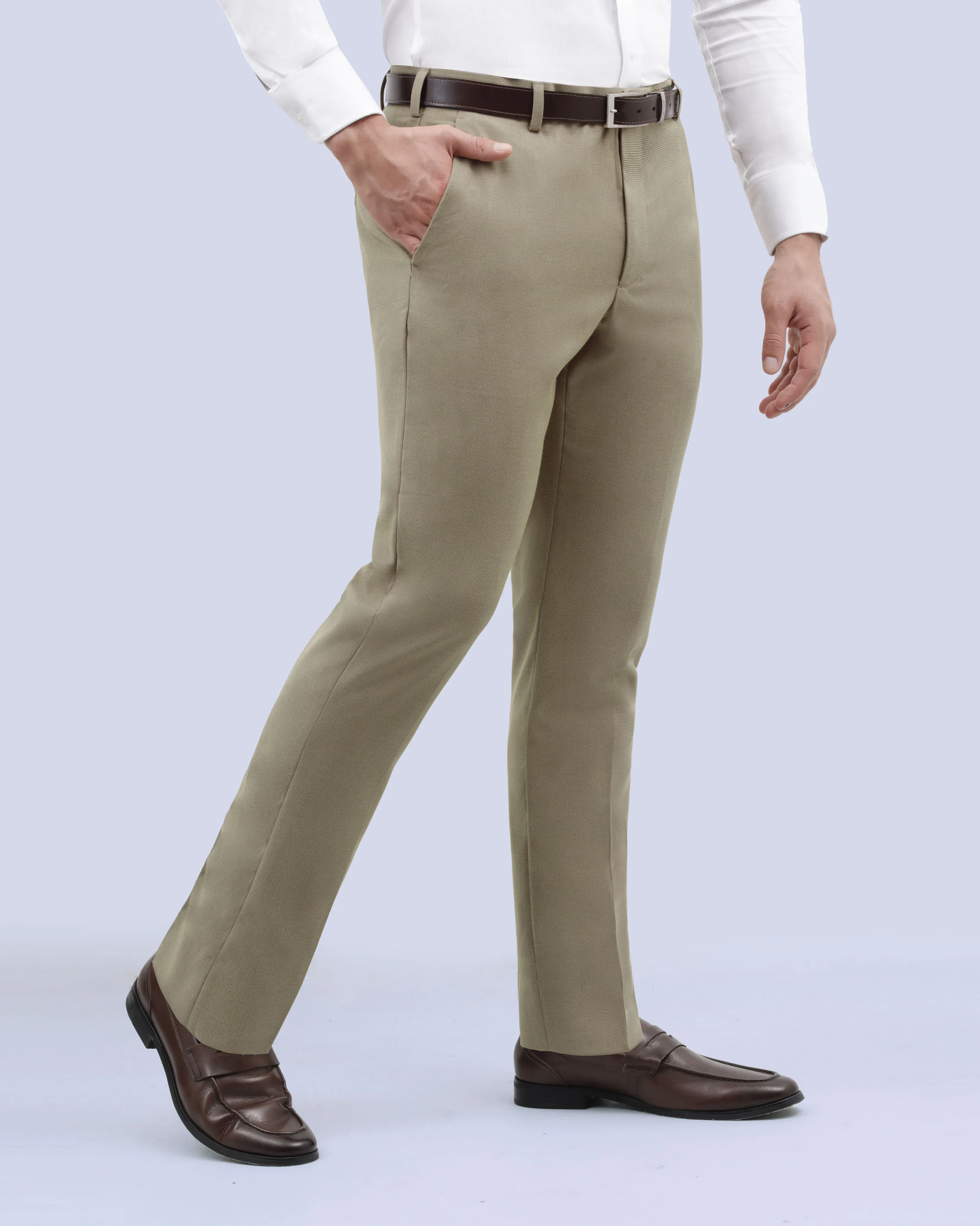 Pantalón de vestir slim fit kaki texturizado con bolsillo oculto manhattan