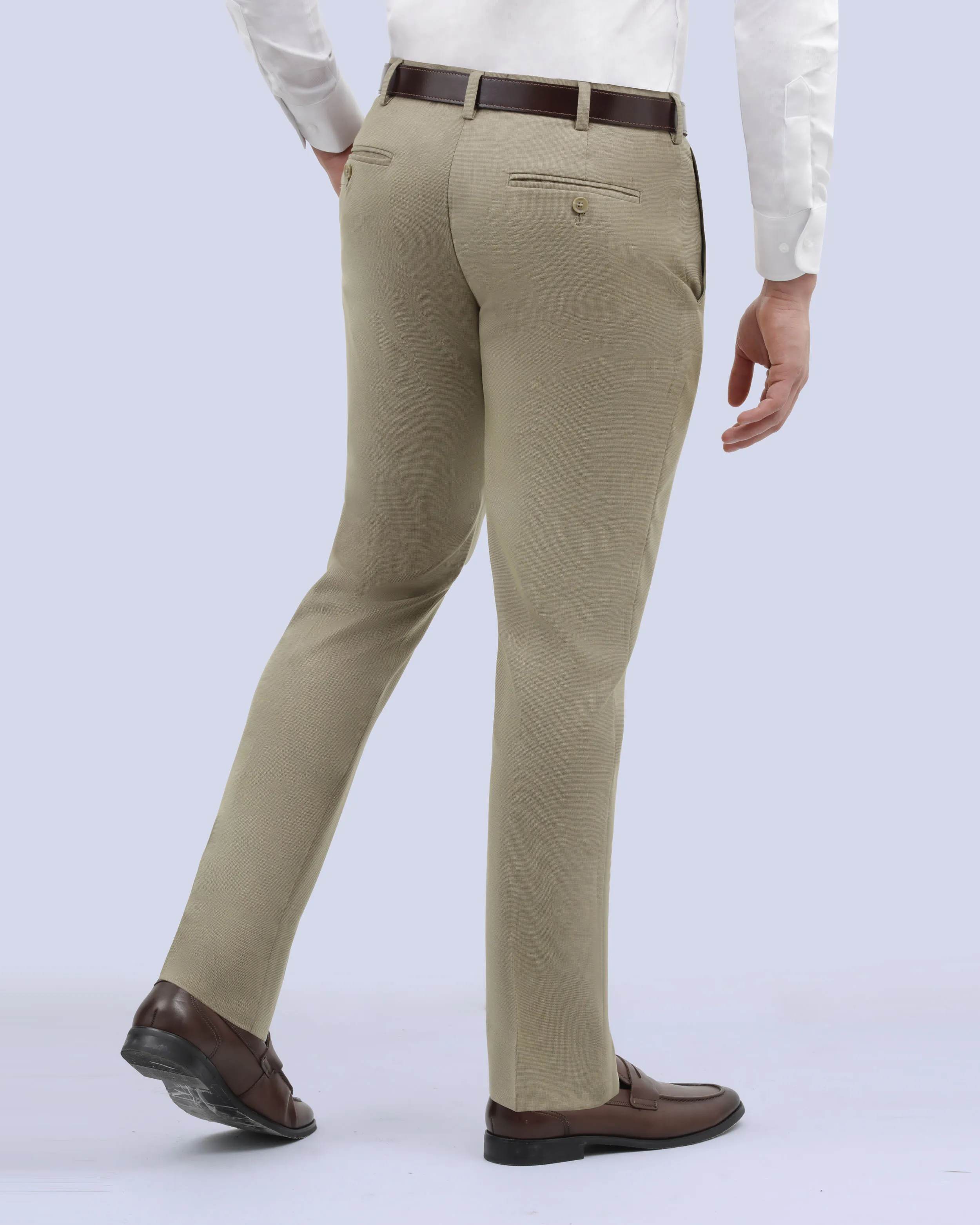 Pantalón de vestir slim fit kaki texturizado con bolsillo oculto manhattan
