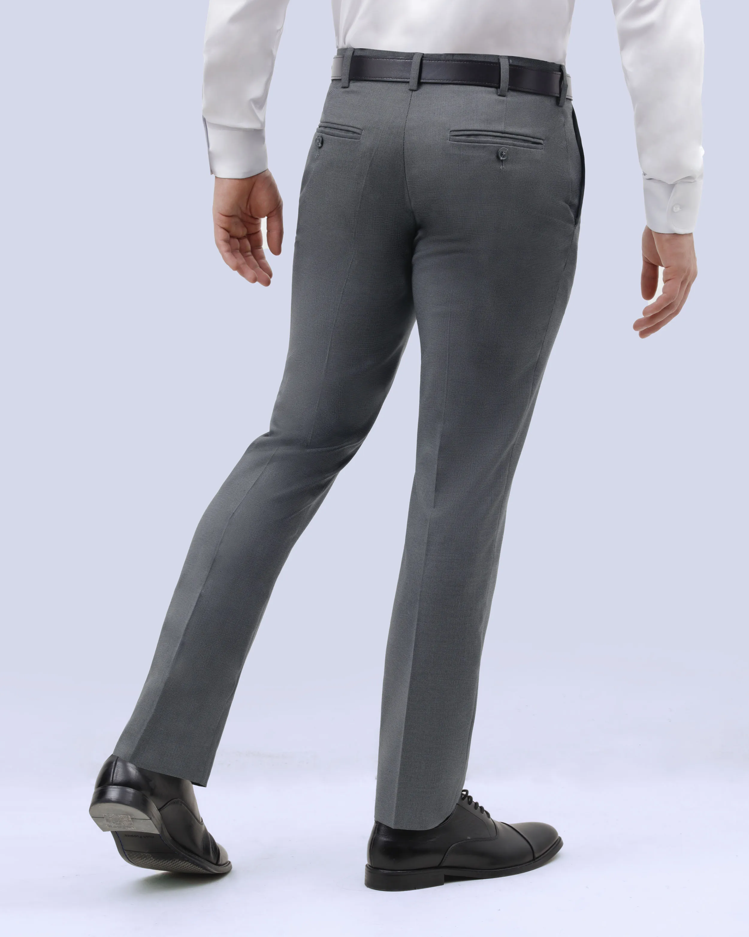 Pantalón de vestir slim fit gris texturizado con bolsillo oculto manhattan