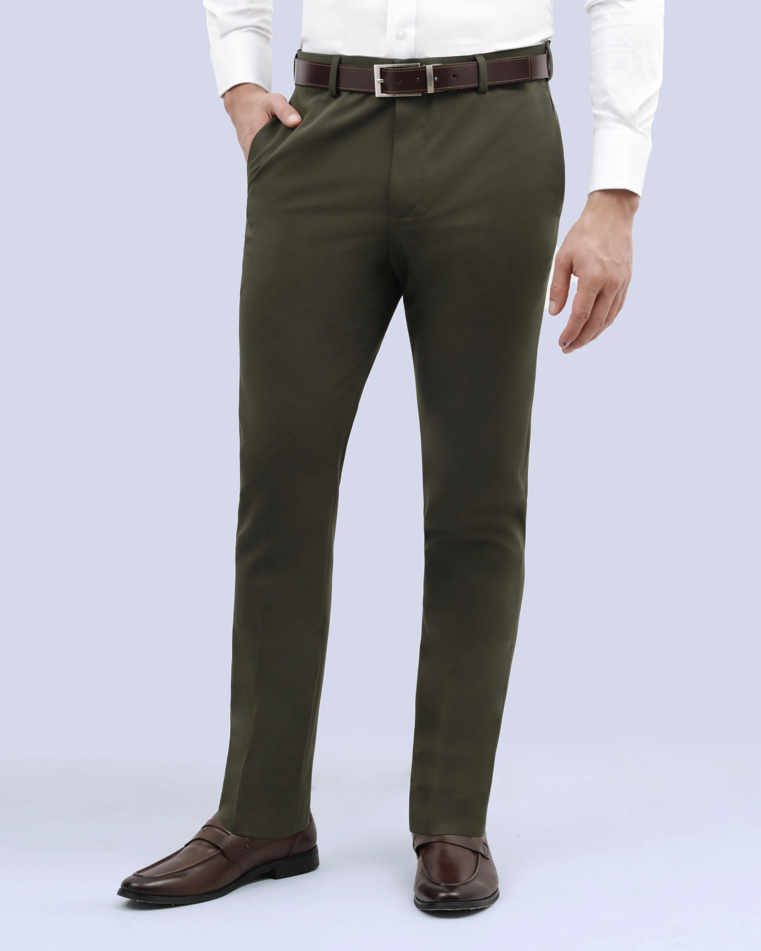 Pantalón de vestir slim fit verde active flex manhattan