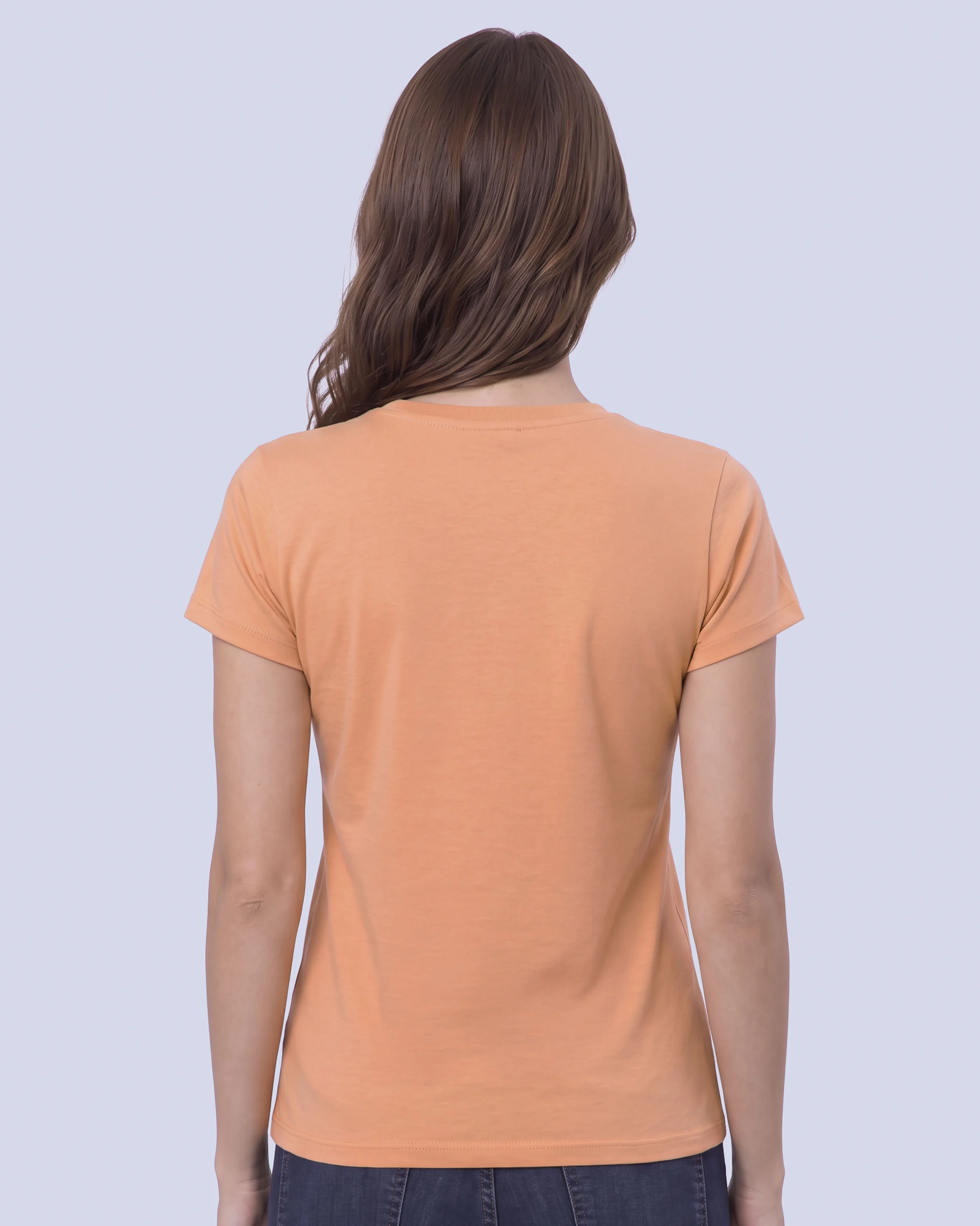 Camiseta lisa cuello redondo manga corta anaranjada
