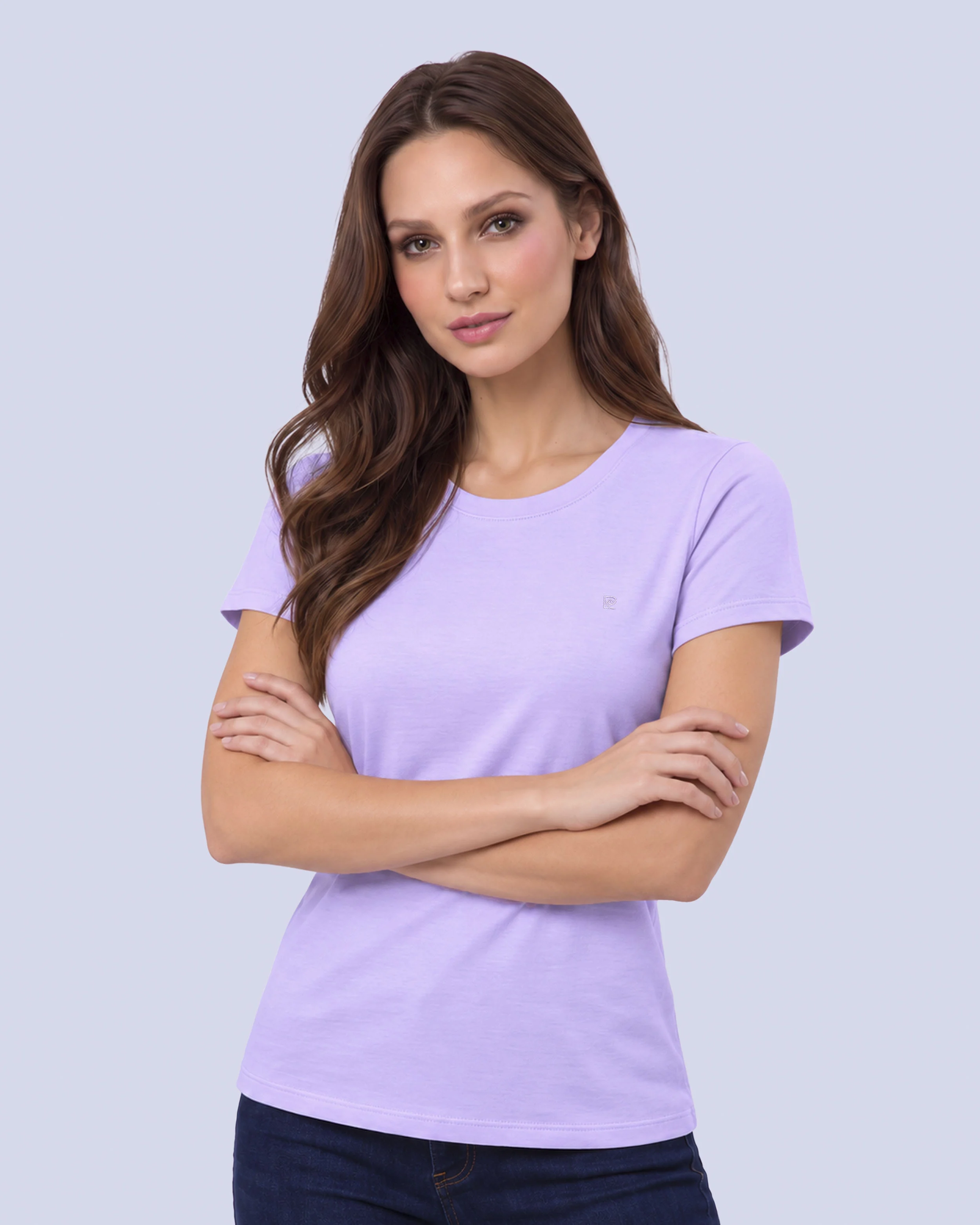Camiseta lisa cuello redondo manga corta lila